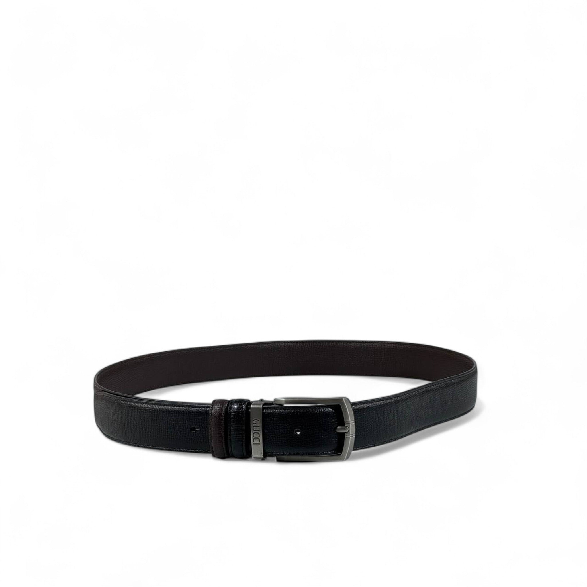 🖤 Gucci Black Leather Belt – Classic Silver Buckle | 125 cm
