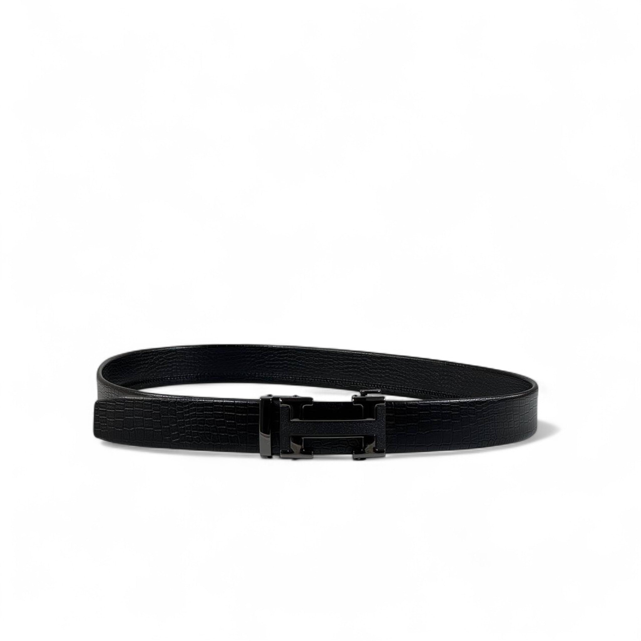 Hermès Black Croc-Embossed Leather Belt with H Buckle | 120 cm