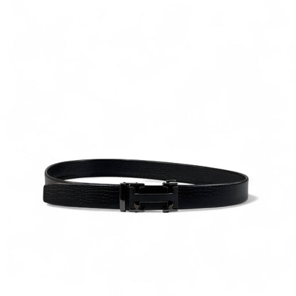 Hermès Black Croc-Embossed Leather Belt with H Buckle | 120 cm