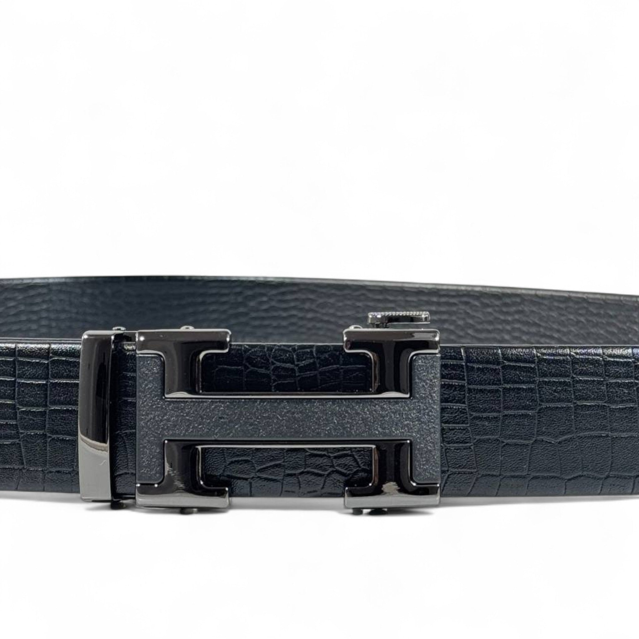 Hermès Black Croc-Embossed Leather Belt with H Buckle | 120 cm