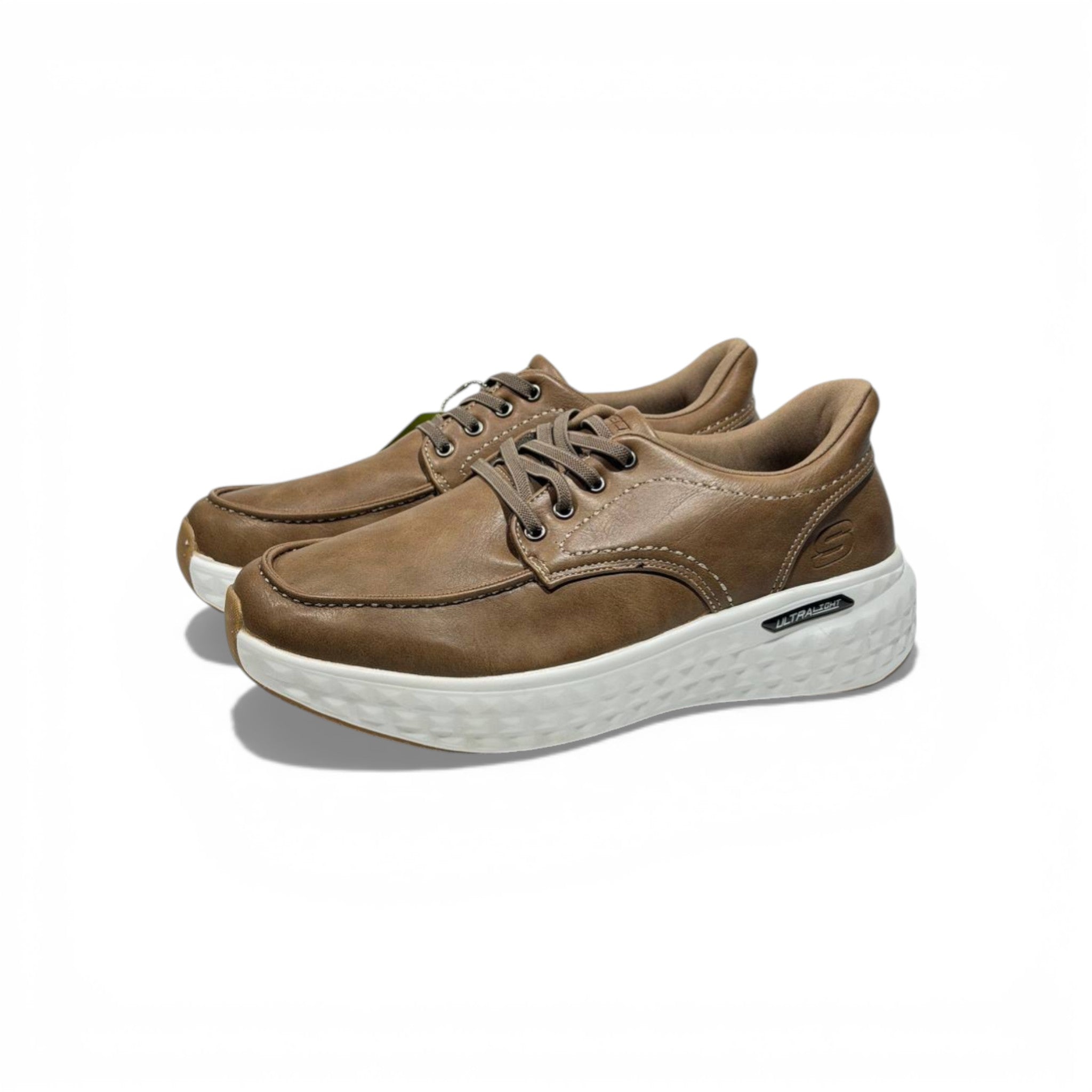 Skechers Ultra Light Leather Sneakers – Brown Casual Comfort Shoes 👞✨ | Lightweight Everyday Walking Shoes