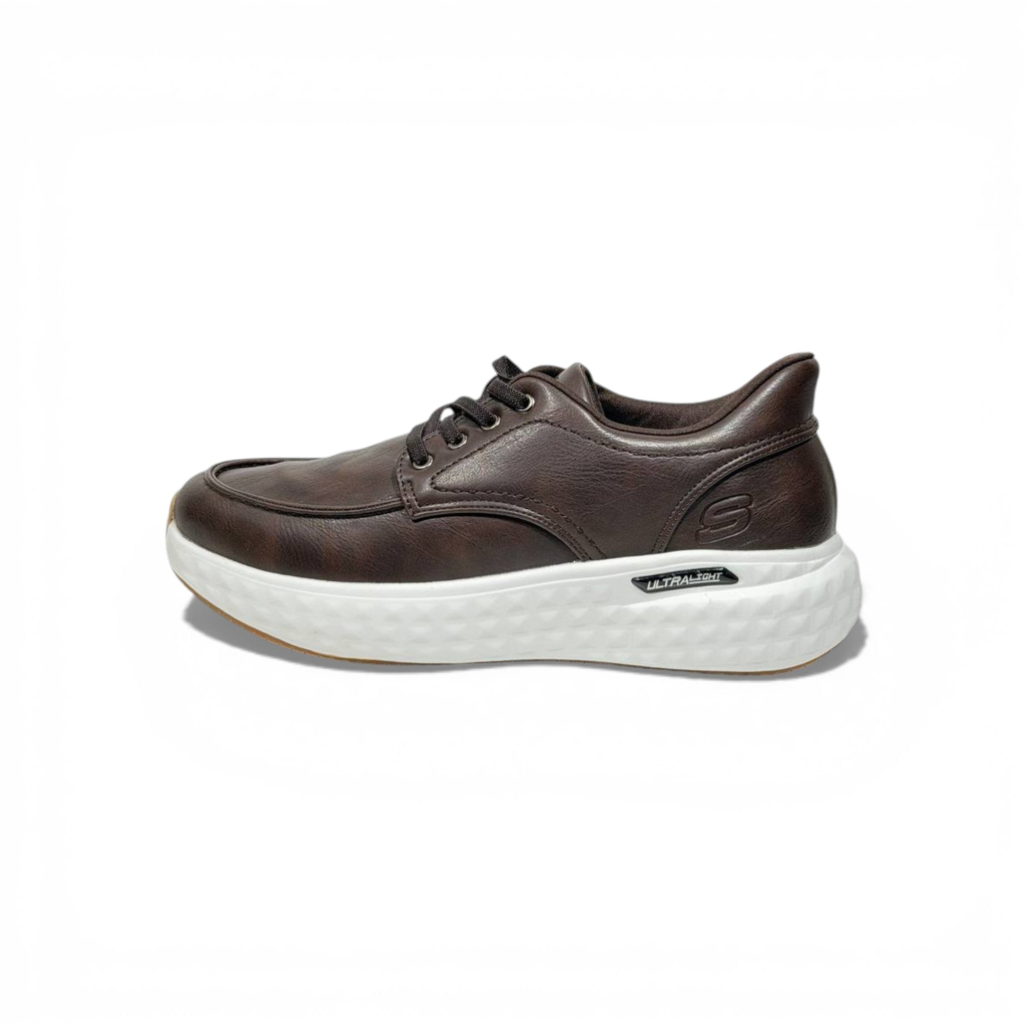 Skechers Ultra Light Leather Sneakers – Dark Brown Casual Comfort Shoes 👞✨ | Lightweight Everyday Walking Shoes