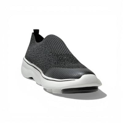 Skechers Slip-On Knit Sneakers – Black Lightweight Comfort Walking Shoes 👟🖤 | Breathable Casual Trainers