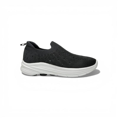 Skechers Crystal Slip-On Sneakers – Black Sparkle Comfort Shoes ✨🖤 | Lightweight Breathable Walking Trainers