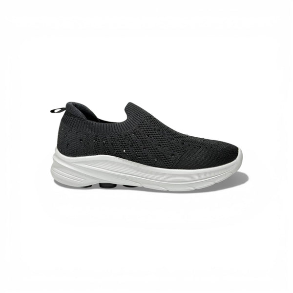 Skechers Crystal Slip-On Sneakers – Black Sparkle Comfort Shoes  | Lightweight Breathable Walking Trainers