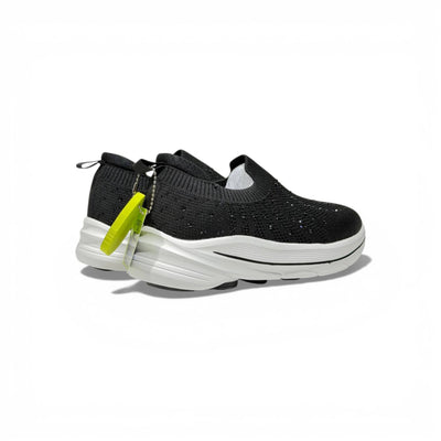 Skechers Crystal Slip-On Sneakers – Black Sparkle Comfort Shoes ✨🖤 | Lightweight Breathable Walking Trainers