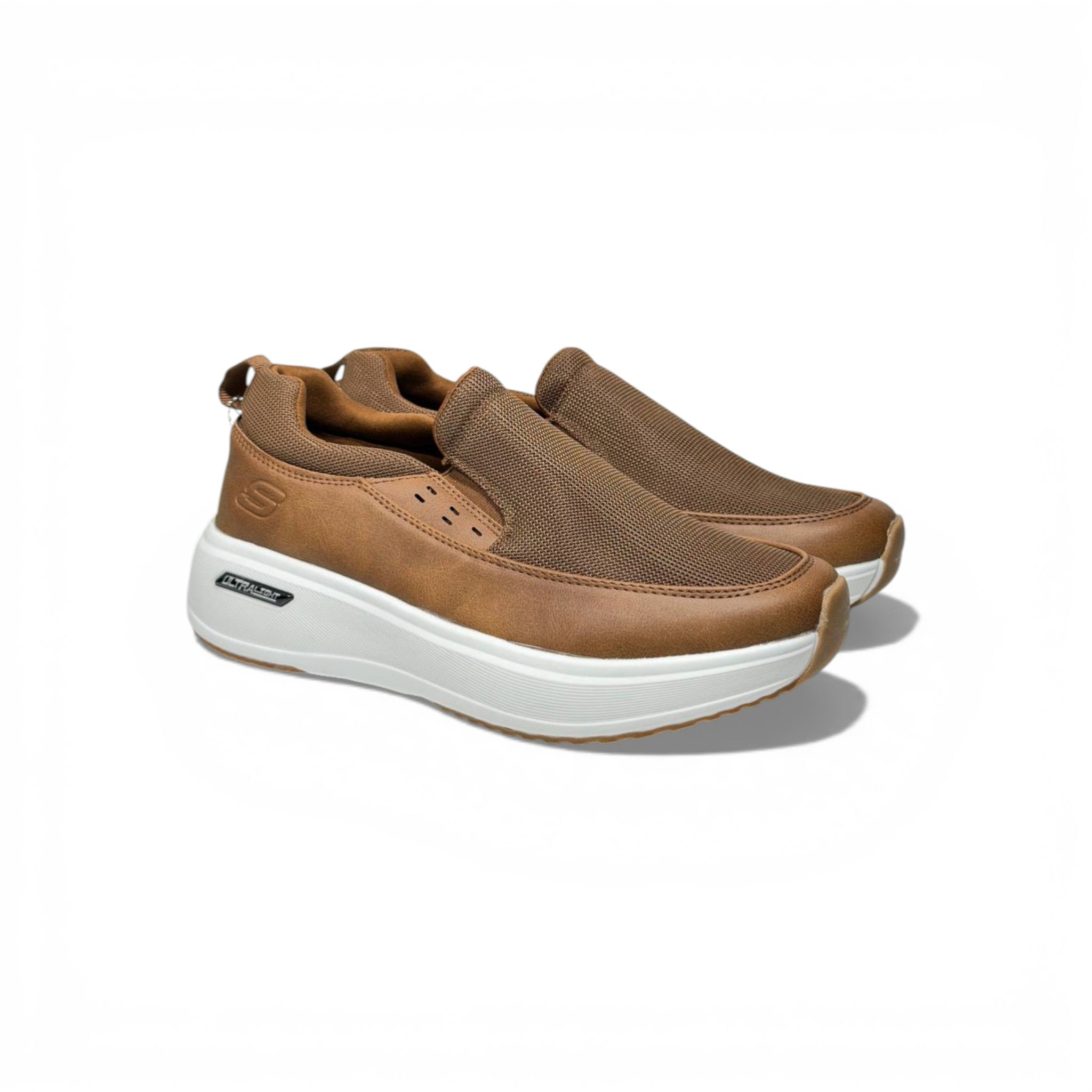 Skechers UltraLight Slip-On Sneakers – Brown Casual Comfort Shoes 👟✨ | Lightweight Everyday Walking Trainers