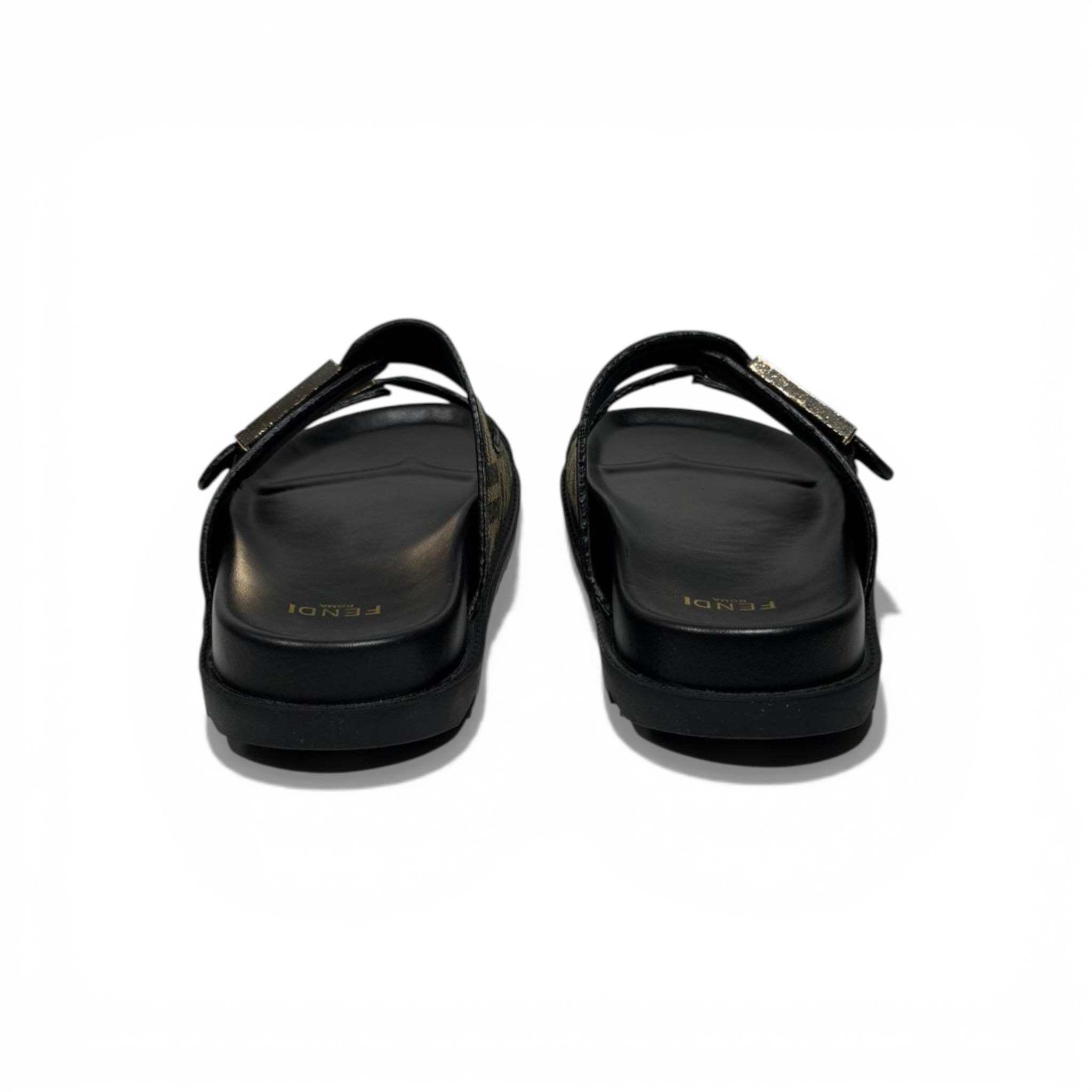 Fendi Monogram Double-Buckle Slides – Luxury Designer Sandals 🖤✨ | Premium Casual Summer Slippers