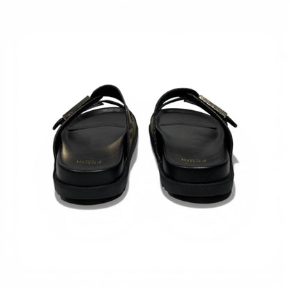 Fendi Monogram Double-Buckle Slides – Luxury Designer Sandals 🖤✨ | Premium Casual Summer Slippers