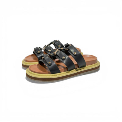 Celine Multi-Strap Leather Sandals – Black Luxury Designer Slides 🖤✨ | Premium Summer Comfort Sandals