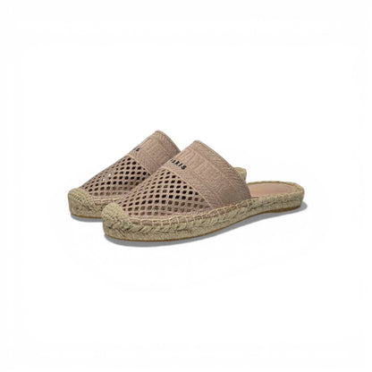 Christian pink Mesh Espadrille Slides – Beige Luxury Summer Mules 🌾✨ | Dior Designer Casual Sandals