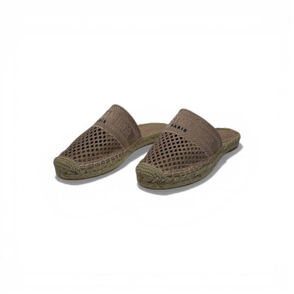 Christian pink Mesh Espadrille Slides – Beige Luxury Summer Mules 🌾✨ | Dior Designer Casual Sandals