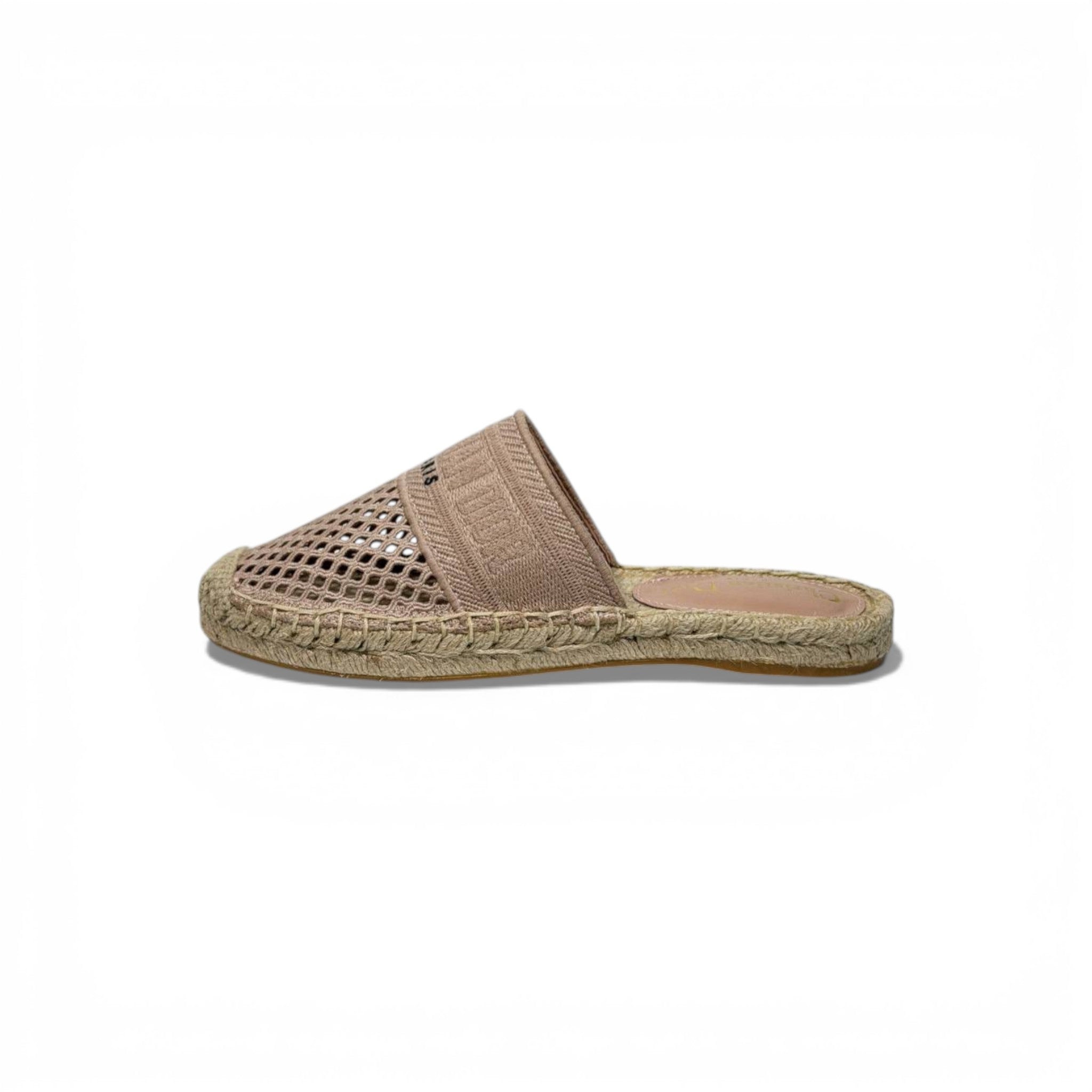 Christian pink Mesh Espadrille Slides – Beige Luxury Summer Mules 🌾✨ | Dior Designer Casual Sandals