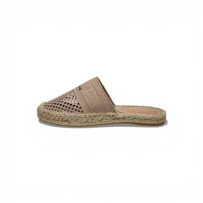 Christian pink Mesh Espadrille Slides – Beige Luxury Summer Mules 🌾✨ | Dior Designer Casual Sandals