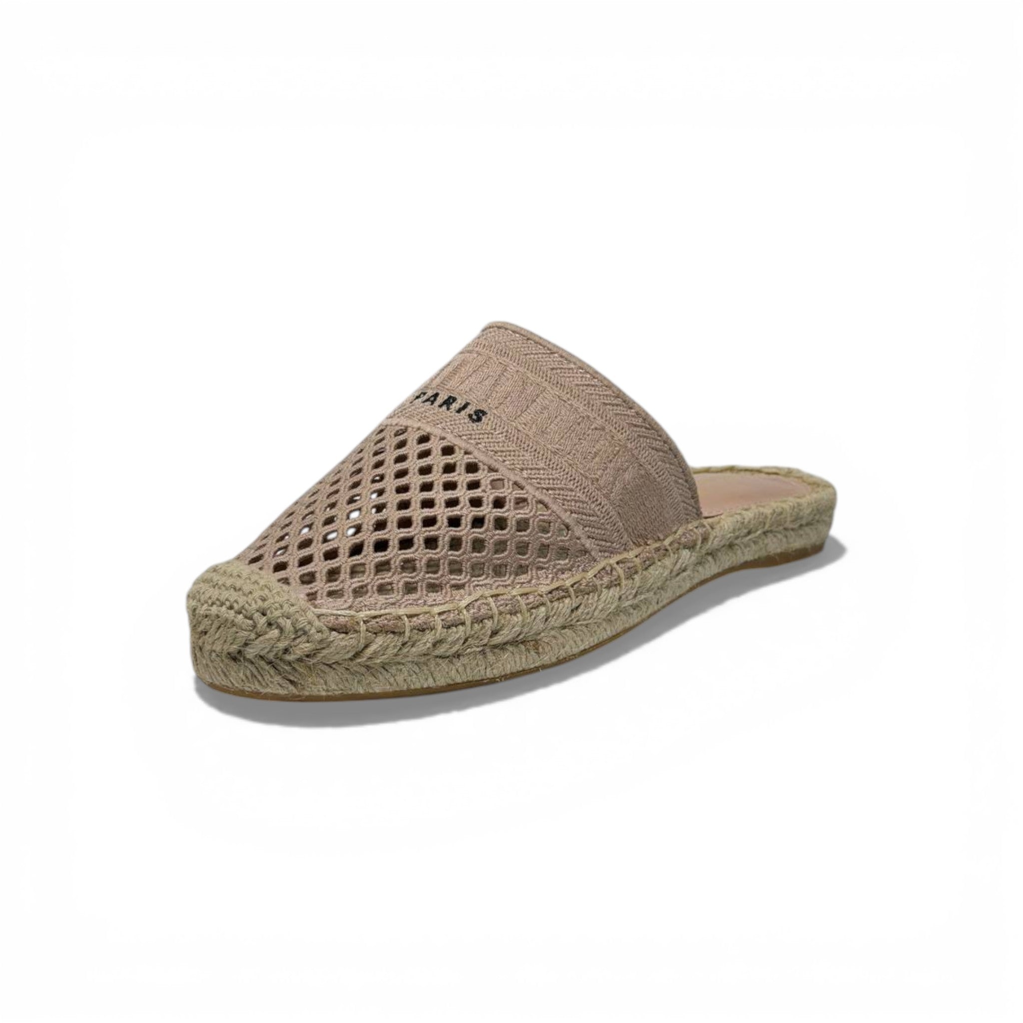 Christian pink Mesh Espadrille Slides – Beige Luxury Summer Mules 🌾✨ | Dior Designer Casual Sandals