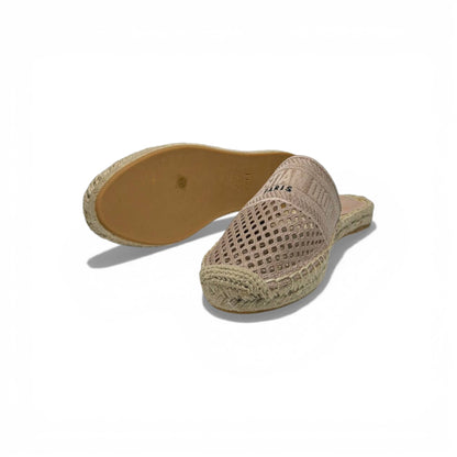 Christian pink Mesh Espadrille Slides – Beige Luxury Summer Mules 🌾✨ | Dior Designer Casual Sandals