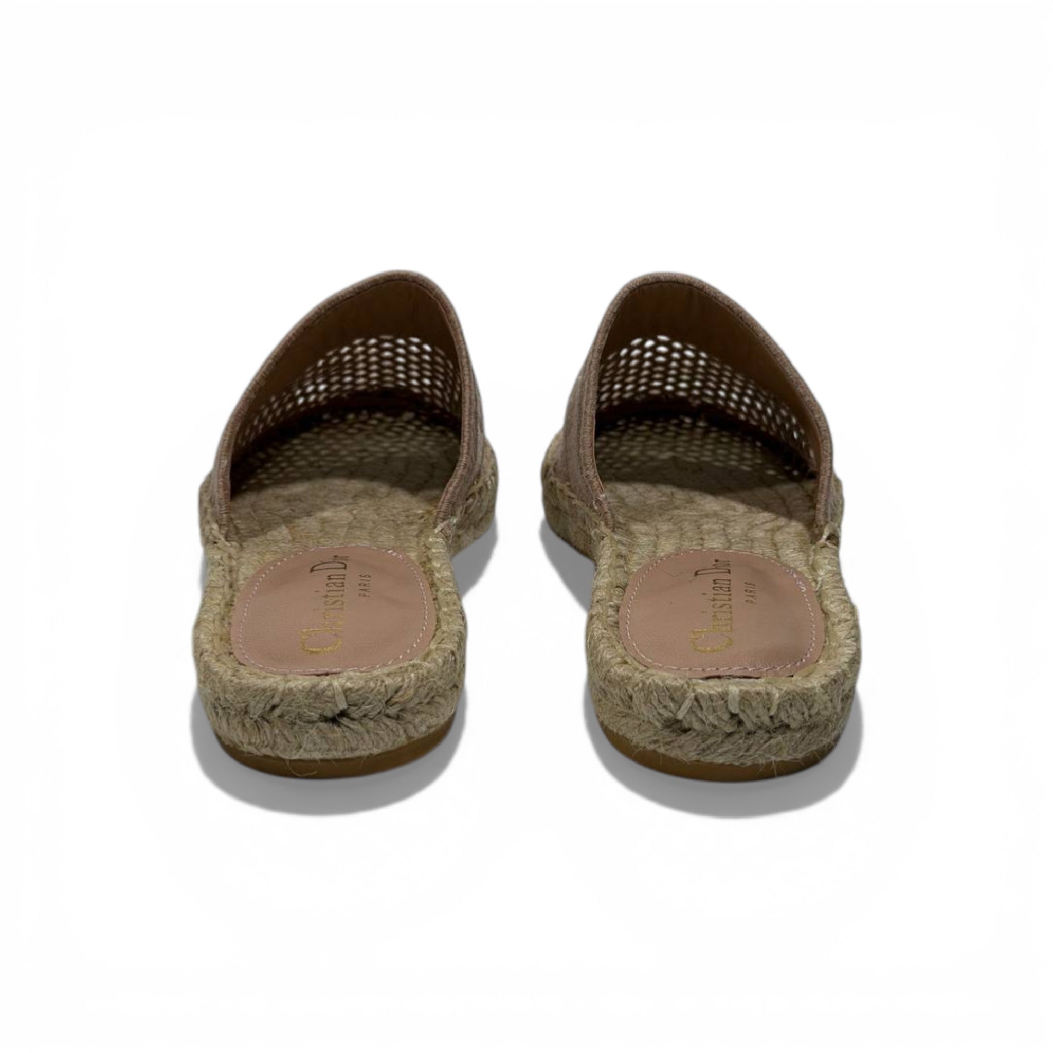 Christian pink Mesh Espadrille Slides – Beige Luxury Summer Mules 🌾✨ | Dior Designer Casual Sandals