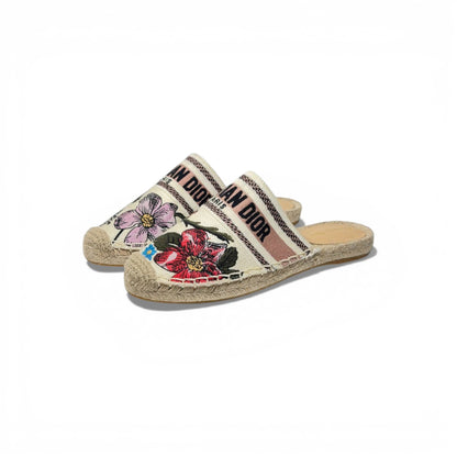 Christian Dior Floral Espadrille Slides – Embroidered Designer Summer Mules 🌸✨ | Dior Paris Luxury Sandals