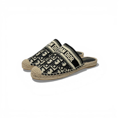 Christian Dior Oblique Espadrille Slides – Black Monogram Designer Sandals 🖤✨ | Dior Paris Luxury Summer Mules
