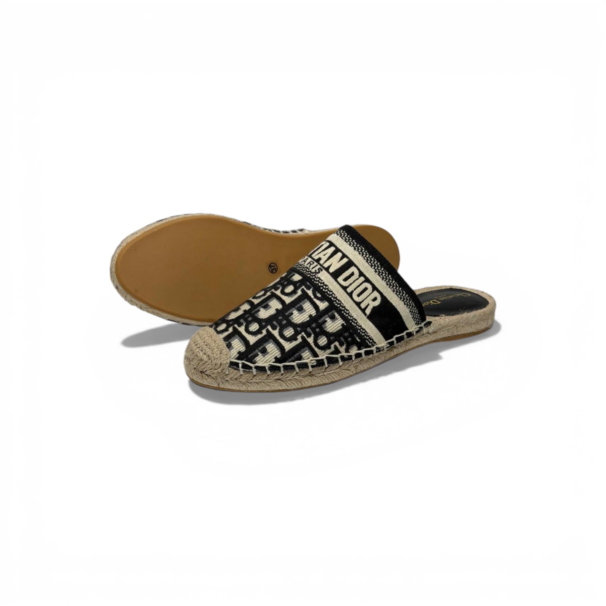 Christian Dior Oblique Espadrille Slides – Black Monogram Designer Sandals 🖤✨ | Dior Paris Luxury Summer Mules