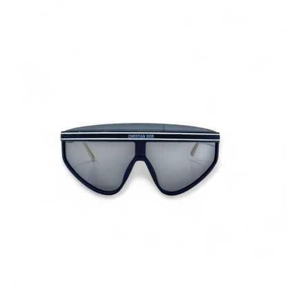 Christian Dior Futuristic Shield Sunglasses – Black & Gold Visionary Style 🖤👑