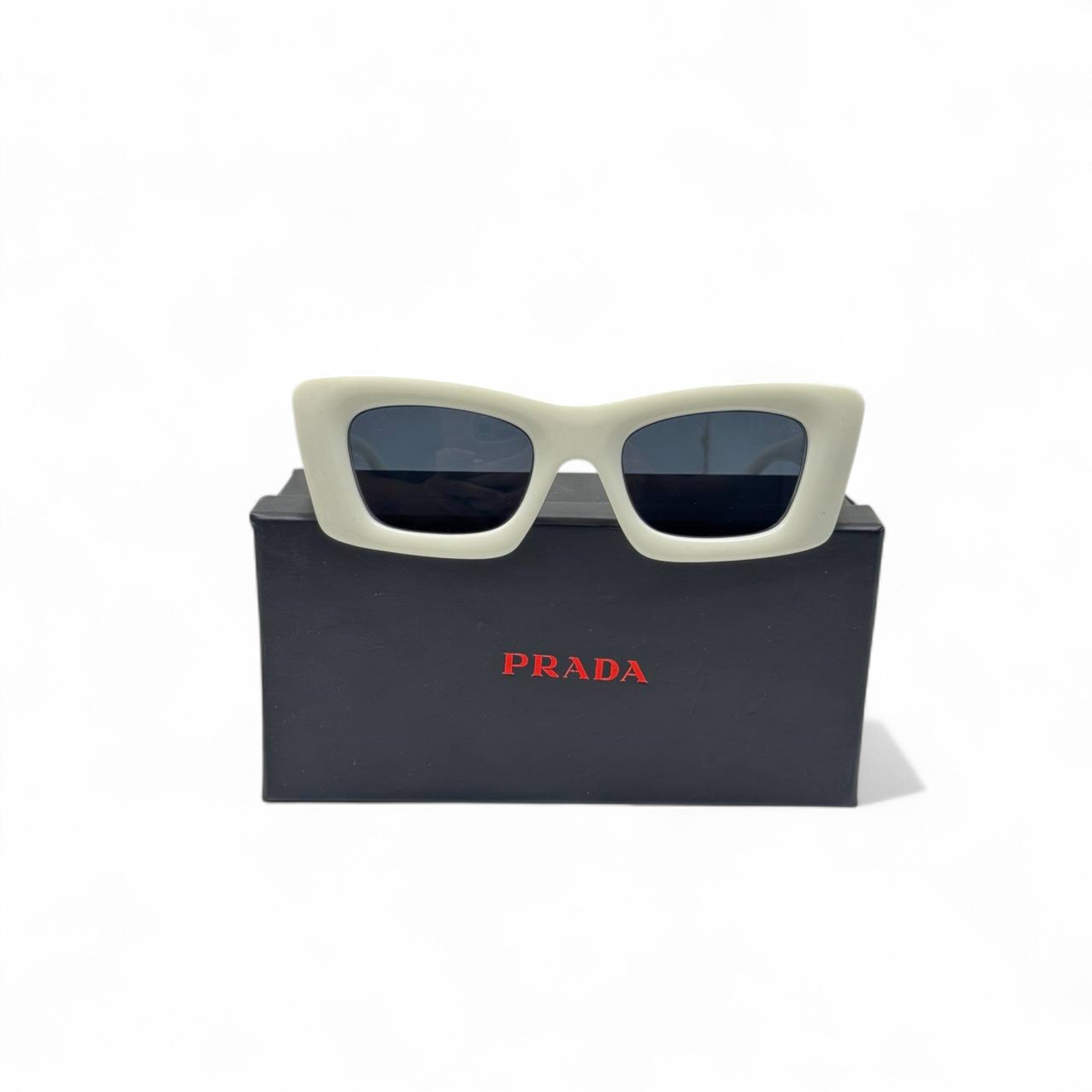 Prada Symbole Square Sunglasses – Cream Luxe with Iconic Triangle Logo 🤍🖤