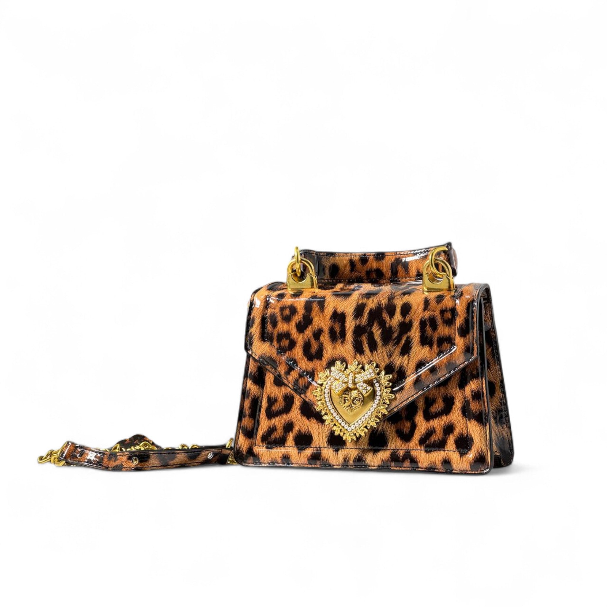 Dolce & Gabbana Devotion Leopard Print Mini Bag – Gold Sacred Heart Statement 🐆💛