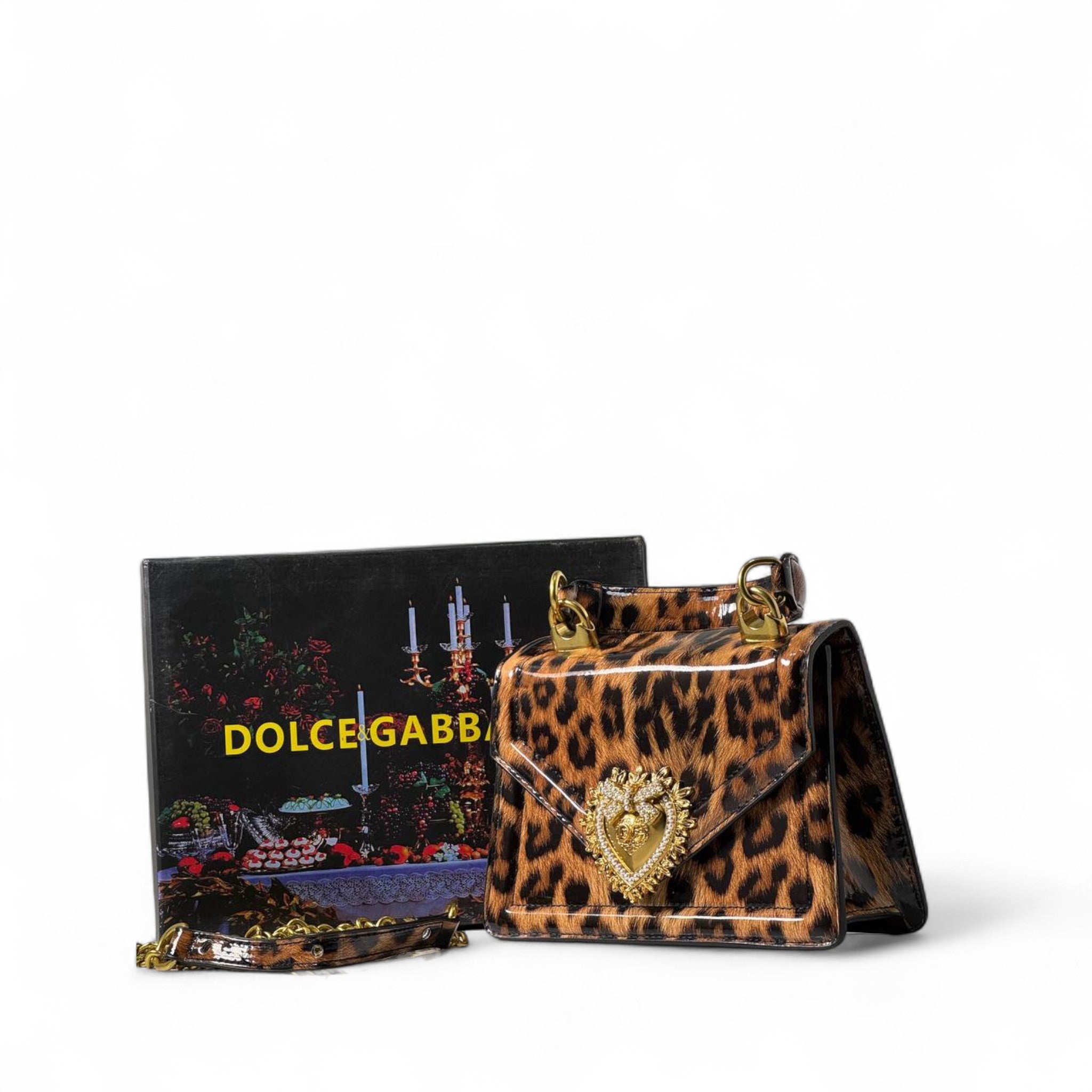 Dolce & Gabbana Devotion Leopard Print Mini Bag – Gold Sacred Heart Statement 🐆💛
