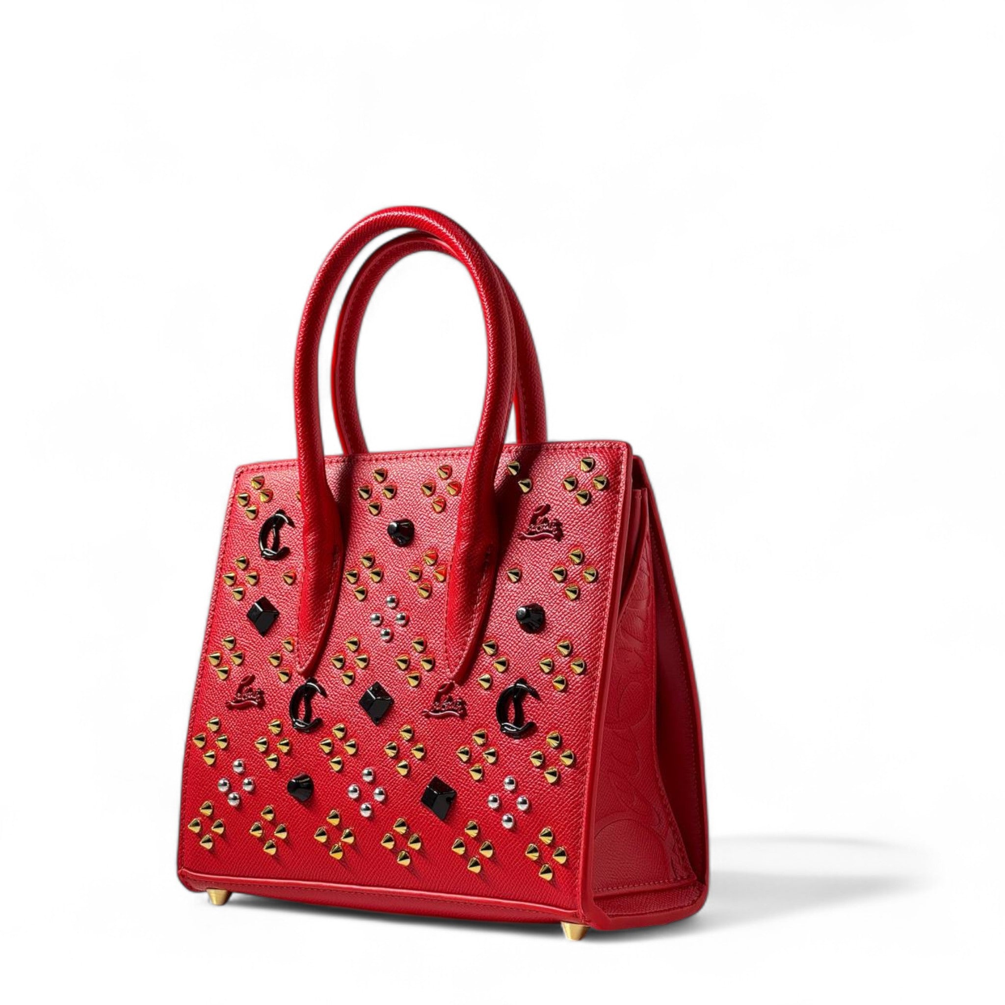 Christian Louboutin Cabarock Vertical Tote – Fierce Red with Signature Studs ❤️🔥