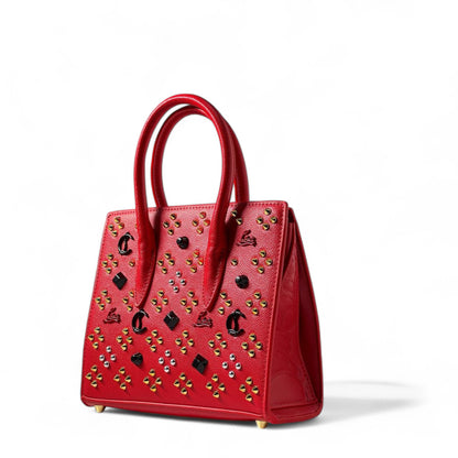 Christian Louboutin Cabarock Vertical Tote – Fierce Red with Signature Studs ❤️🔥