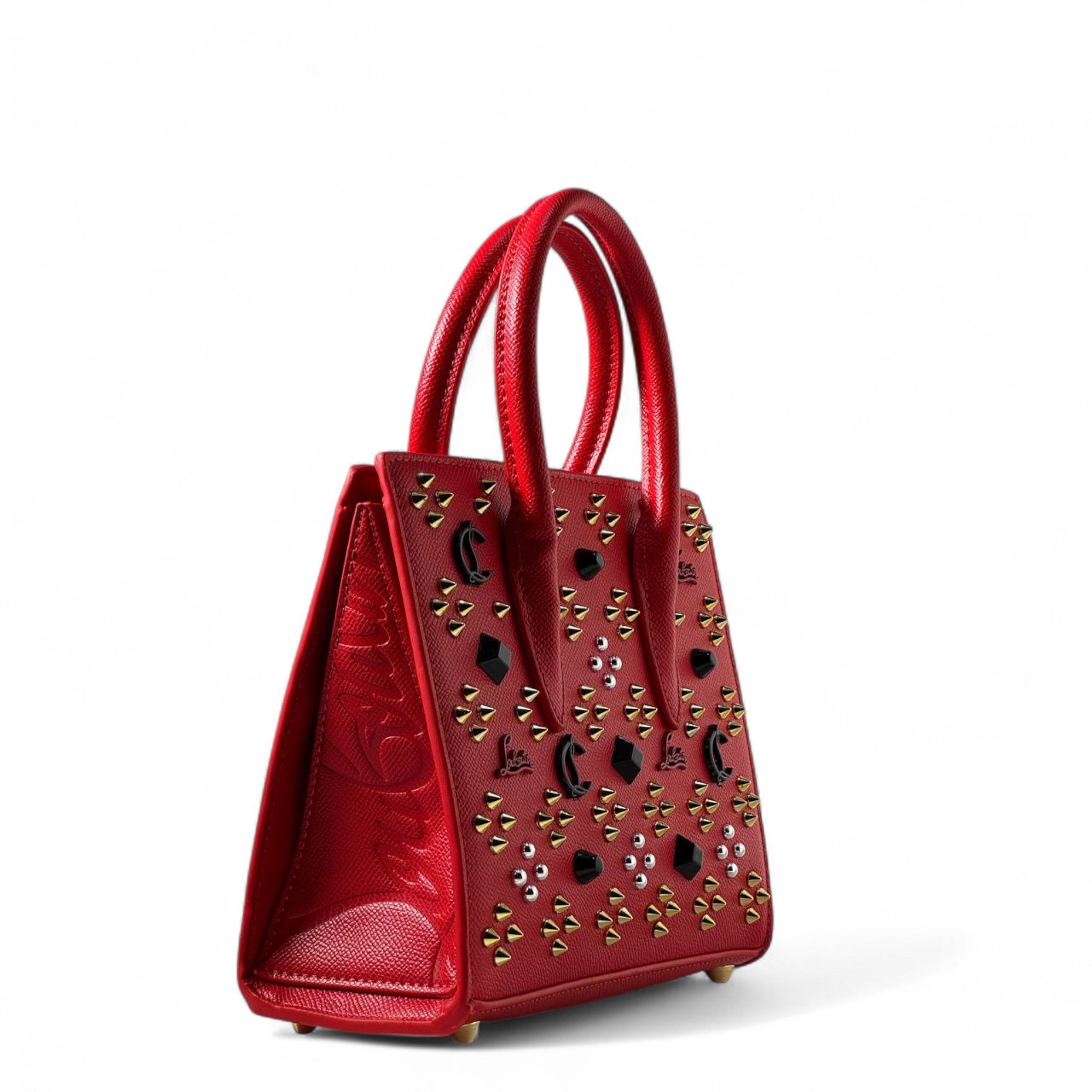Christian Louboutin Cabarock Vertical Tote – Fierce Red with Signature Studs ❤️🔥