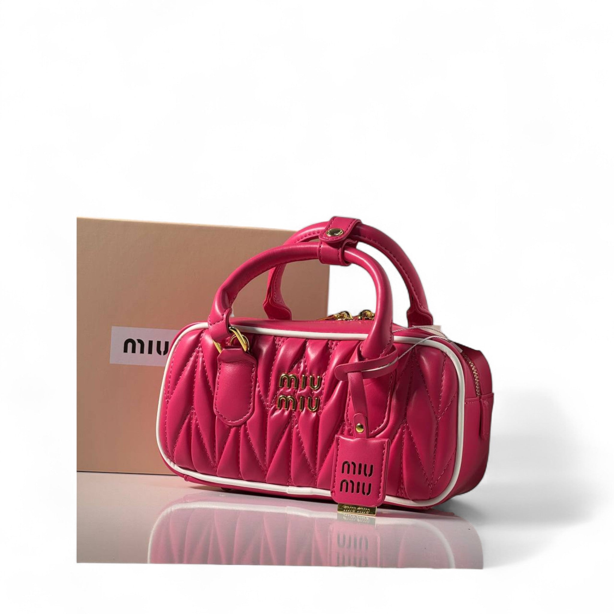 Miu Miu Quilted Mini Handbag – Hot Pink 💖 Gold Accents | Glam & Chic