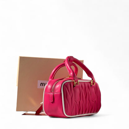 Miu Miu Quilted Mini Handbag – Hot Pink 💖 Gold Accents | Glam & Chic