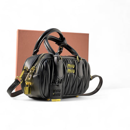 Miu Miu Quilted Mini Handbag – Black 🖤 Elegant Gold Detail | Iconic Glam