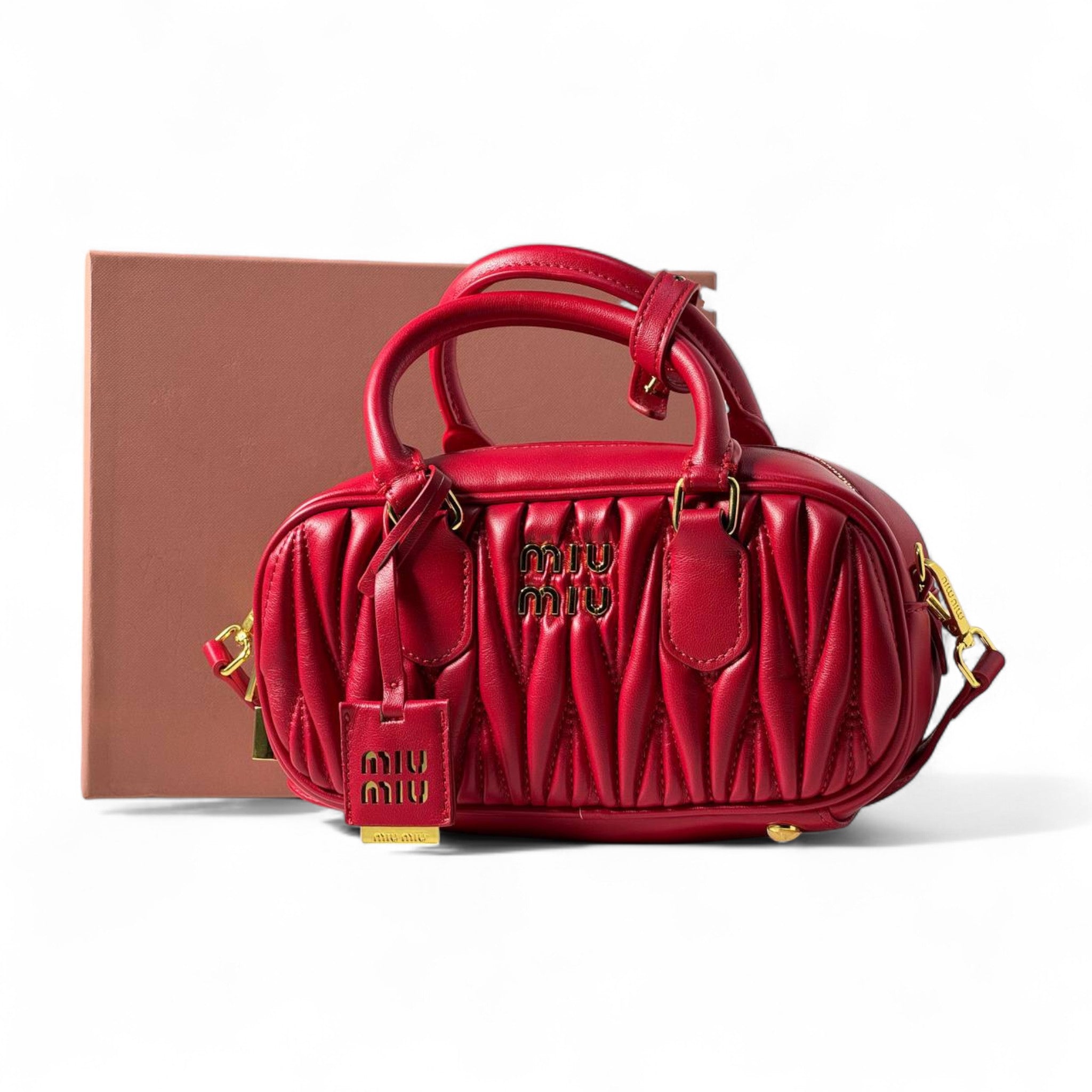 Miu Miu Quilted Mini Handbag – Red ❤️ Bold Glam with Gold Accents