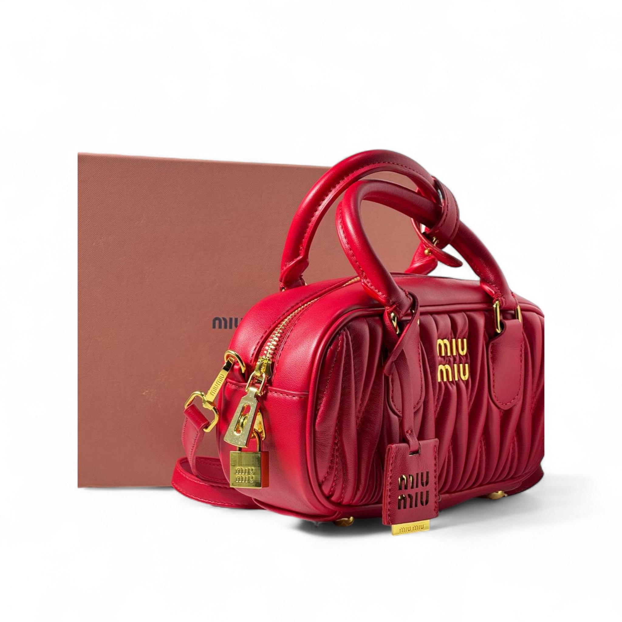 Miu Miu Quilted Mini Handbag – Red ❤️ Bold Glam with Gold Accents