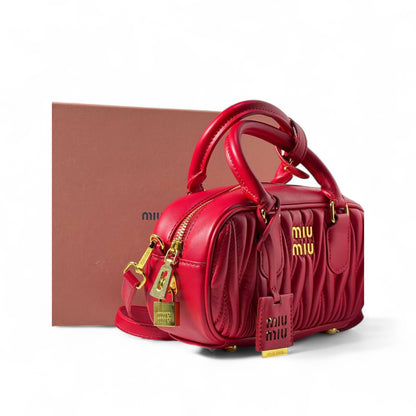 Miu Miu Quilted Mini Handbag – Red ❤️ Bold Glam with Gold Accents