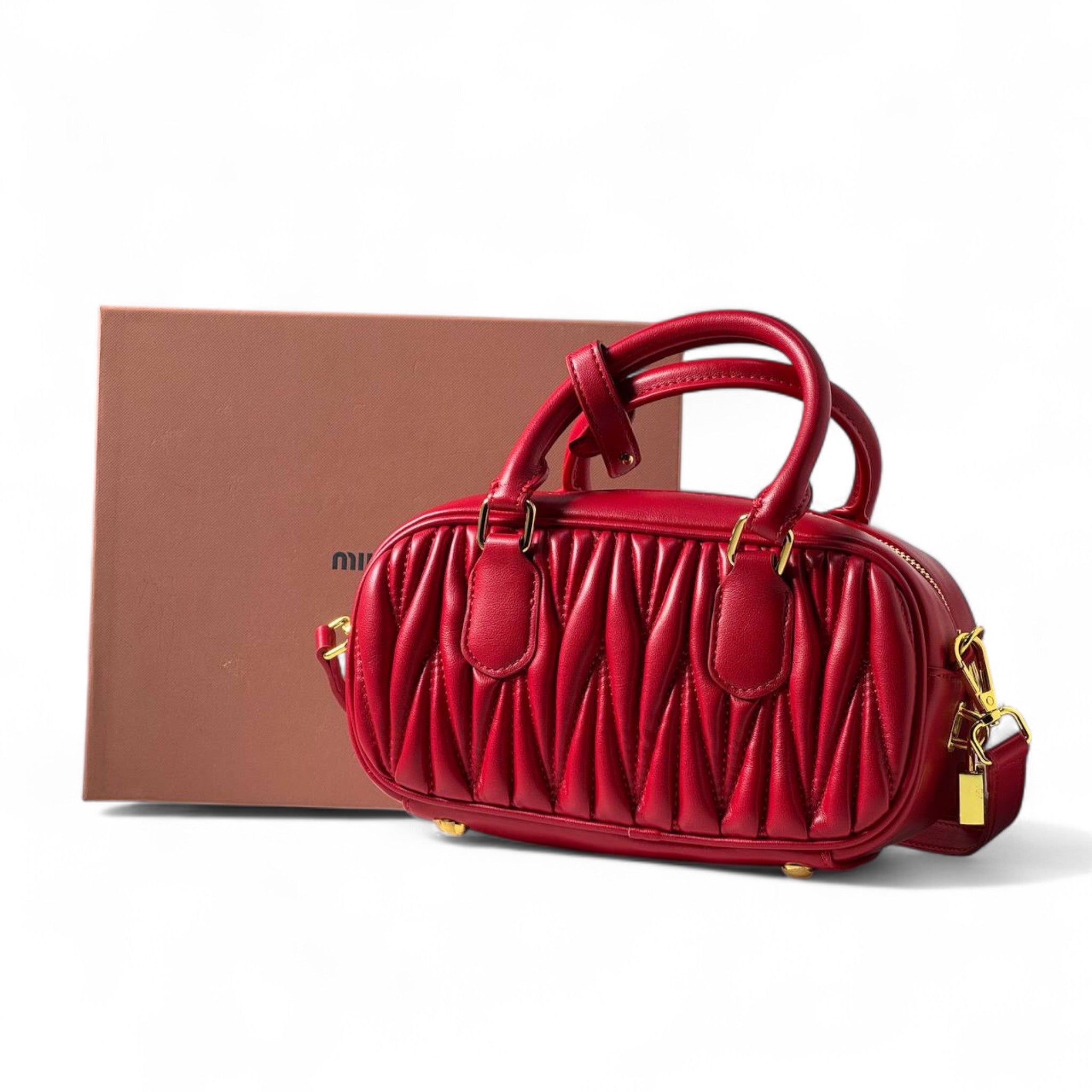 Miu Miu Quilted Mini Handbag – Red ❤️ Bold Glam with Gold Accents