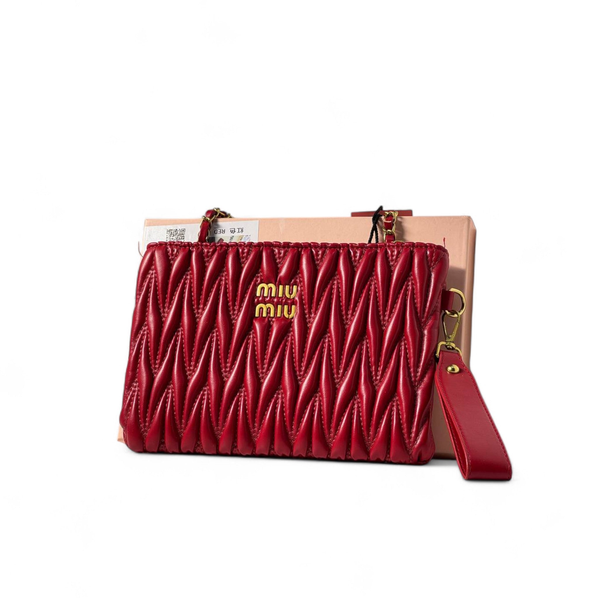 Miu Miu Red Quilted Clutch – Bold Glamour in Every Stitch ❤️✨