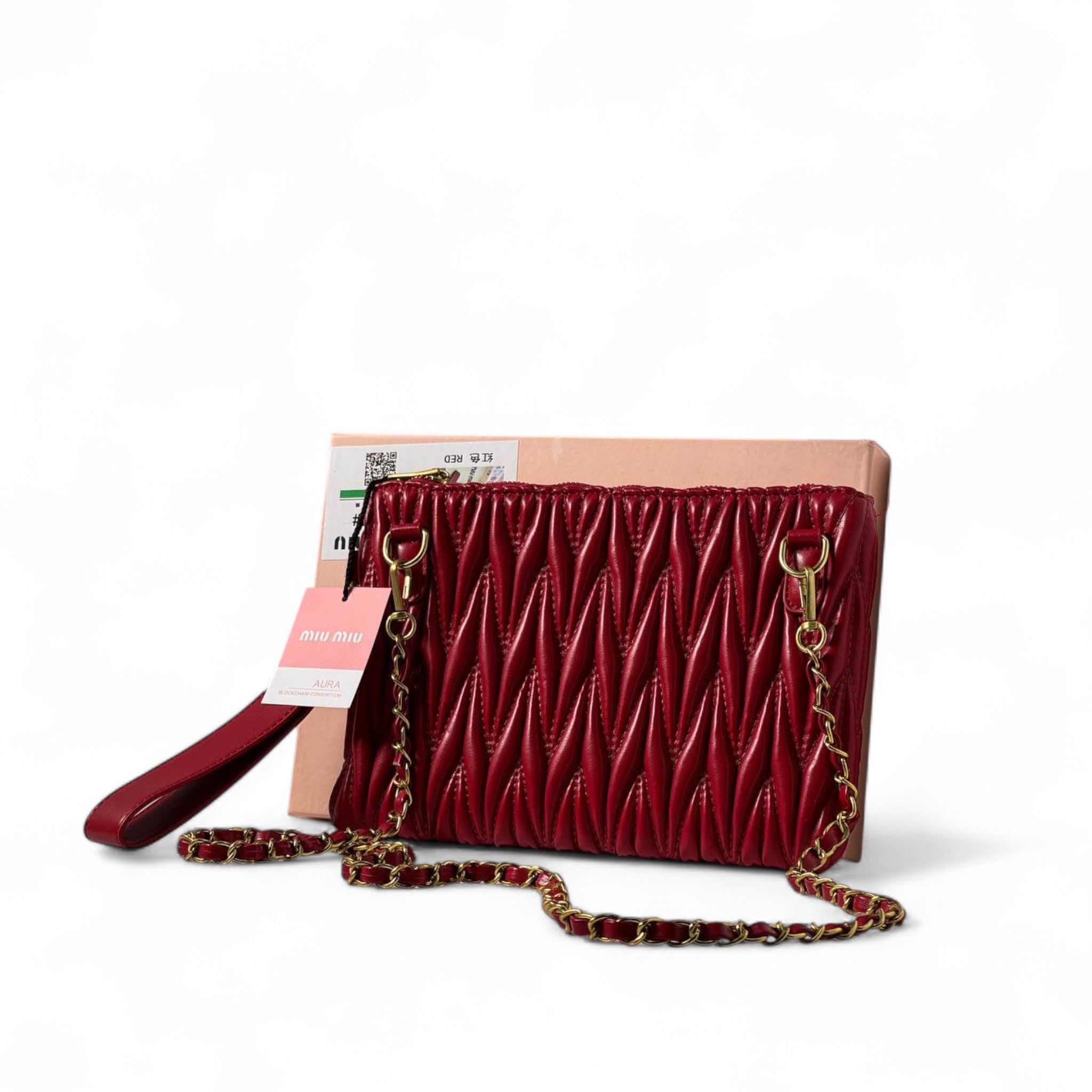 Miu Miu Red Quilted Clutch – Bold Glamour in Every Stitch ❤️✨