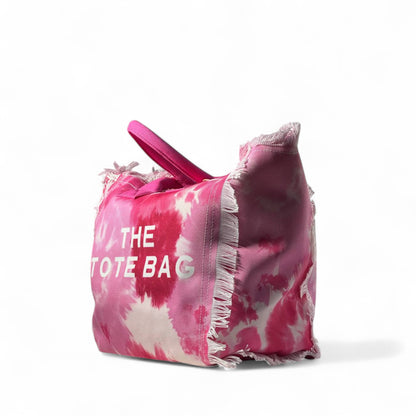 The Tote Bag – Pink Tie-Dye Fringe Edition 🌸👜