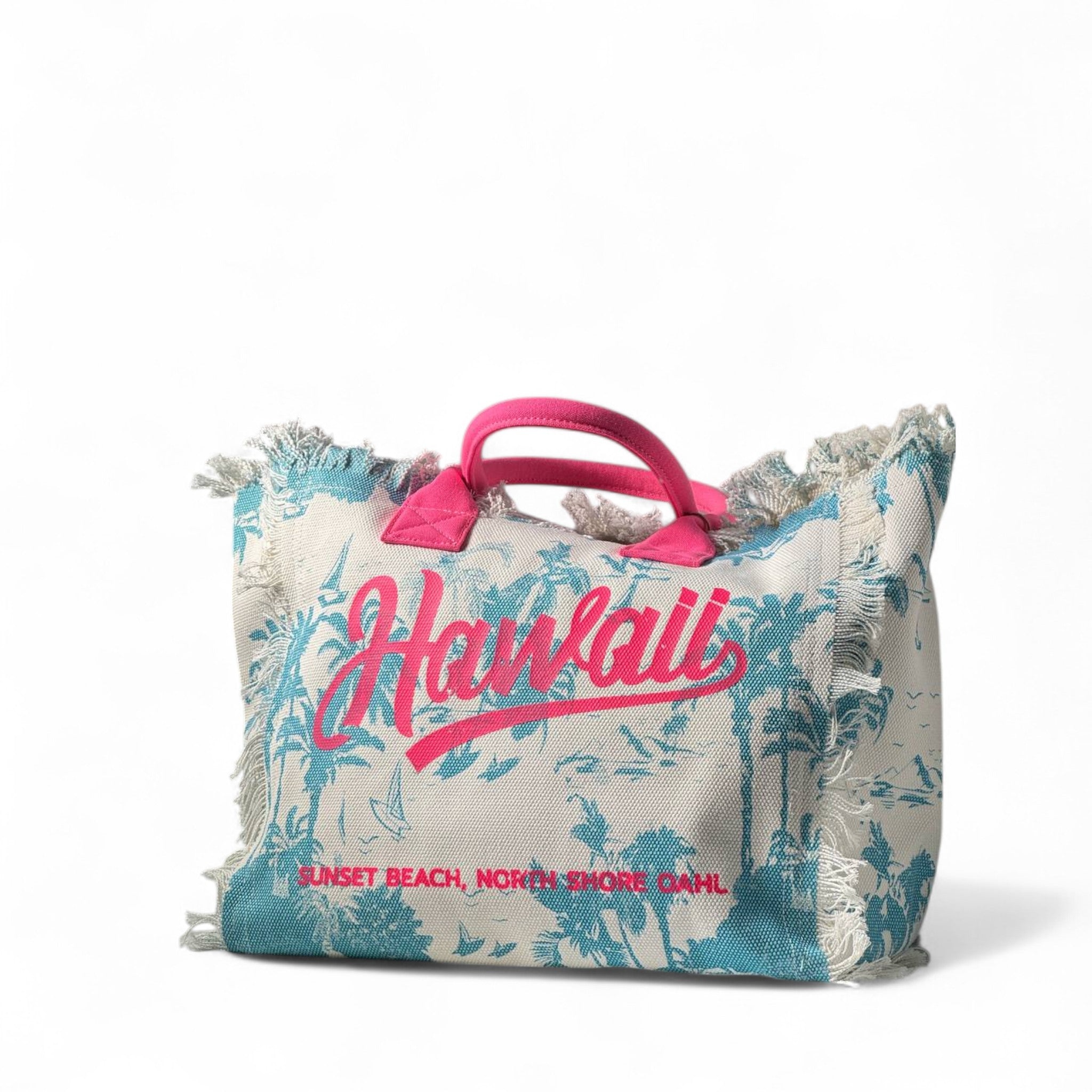 Hawaii Canvas Tote – Ocean Blue & Hot Pink Vibes 🏝️🛍️