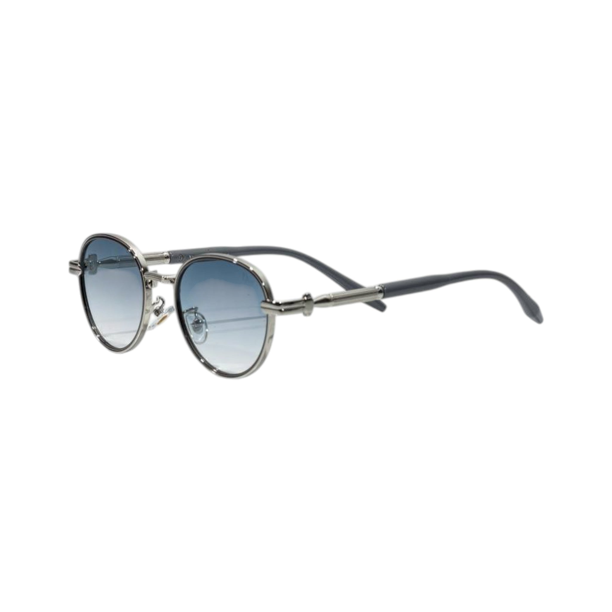 🕶️ Dior Round Metal Sunglasses – Silver Blue Gradient Edition