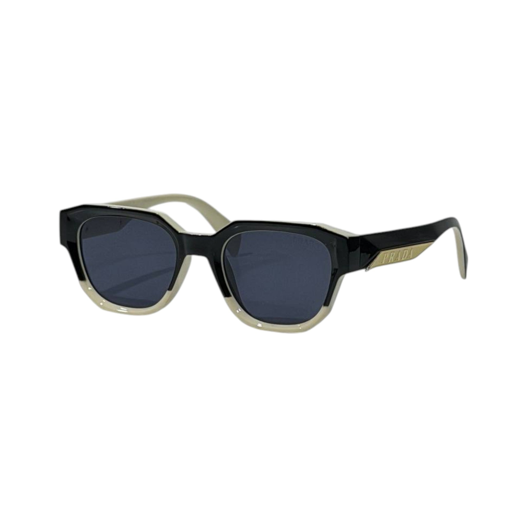 🕶️ Prada Geometric Two-Tone Sunglasses – Black & Ivory Luxury Edition