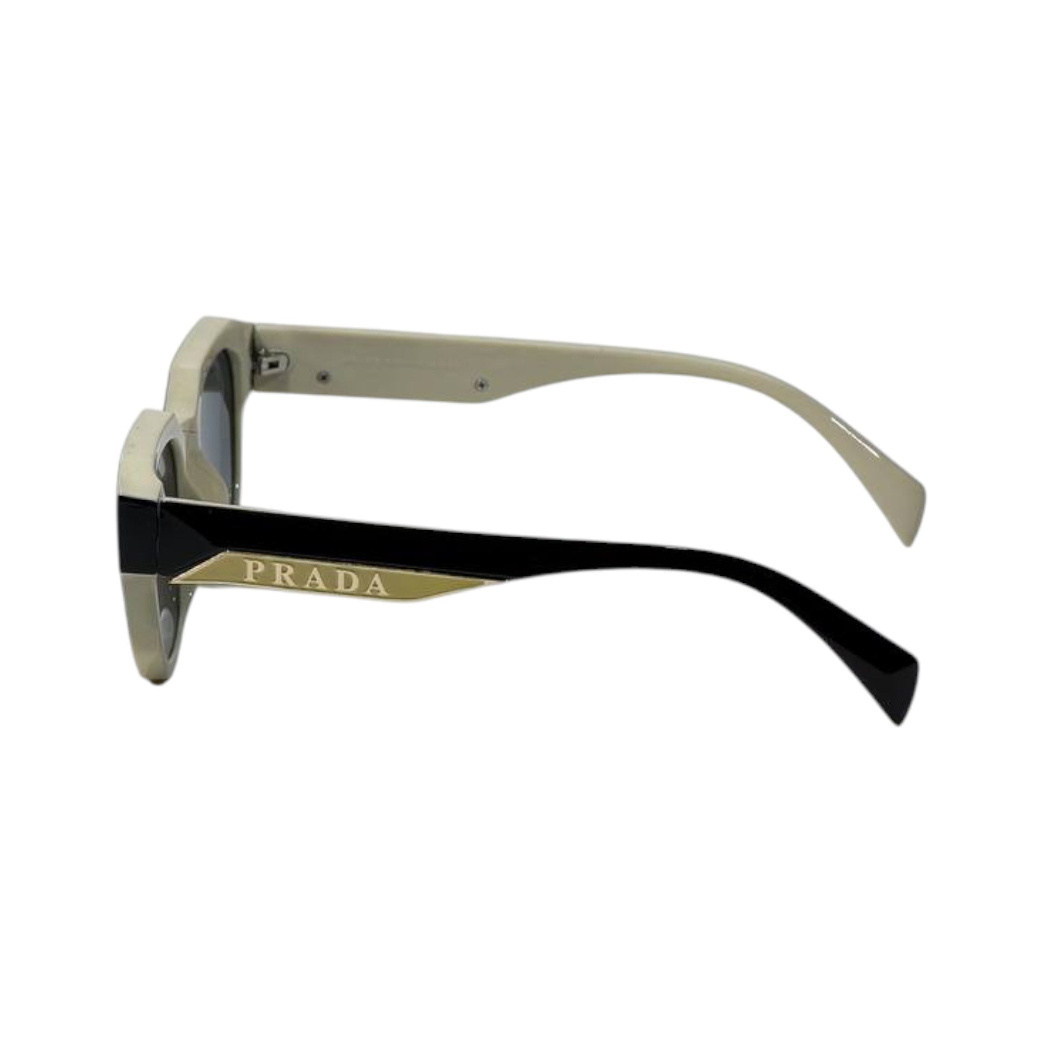🕶️ Prada Geometric Two-Tone Sunglasses – Black & Ivory Luxury Edition