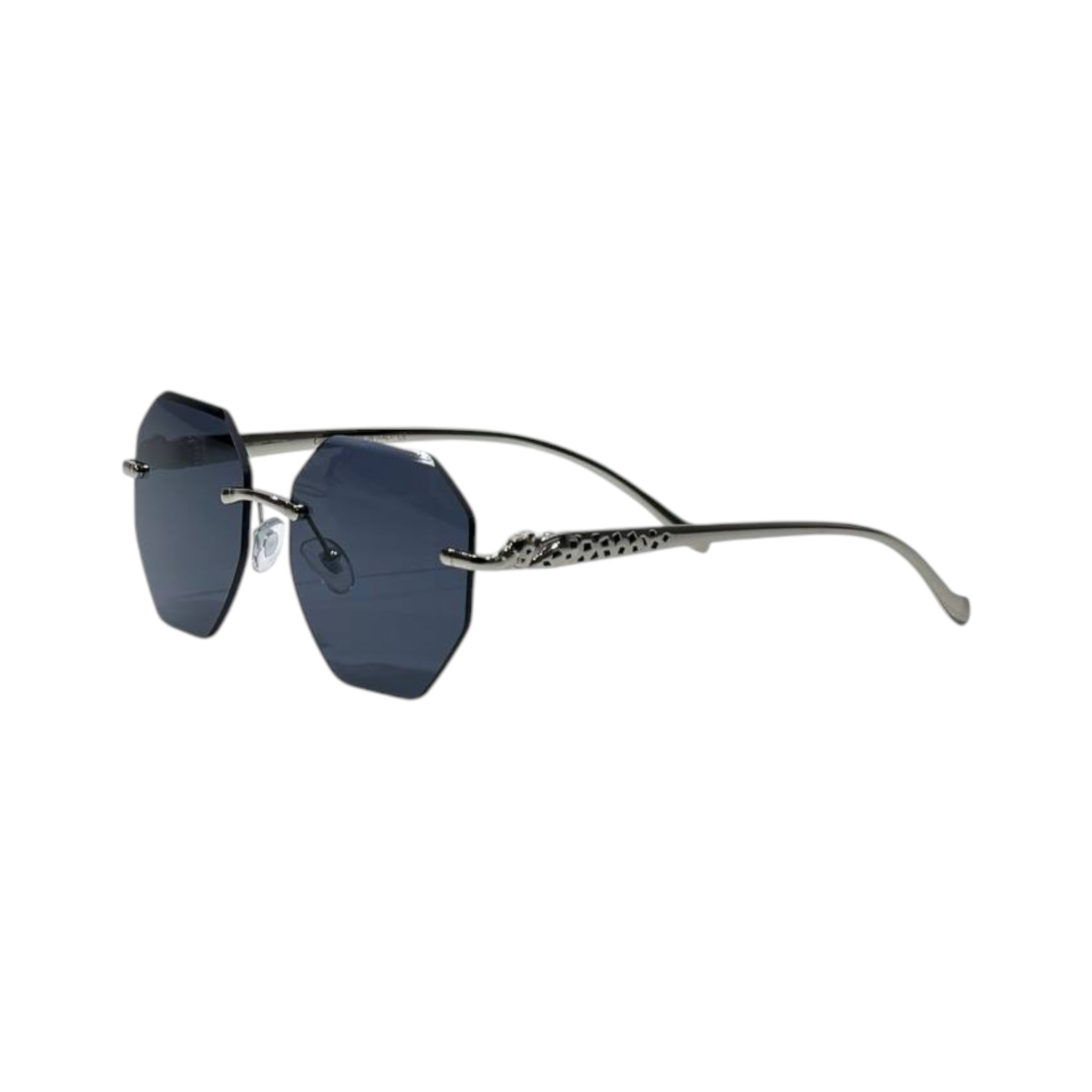 🕶️ Cartier Rimless Geometric Luxury Sunglasses – Silver & Blue Edition