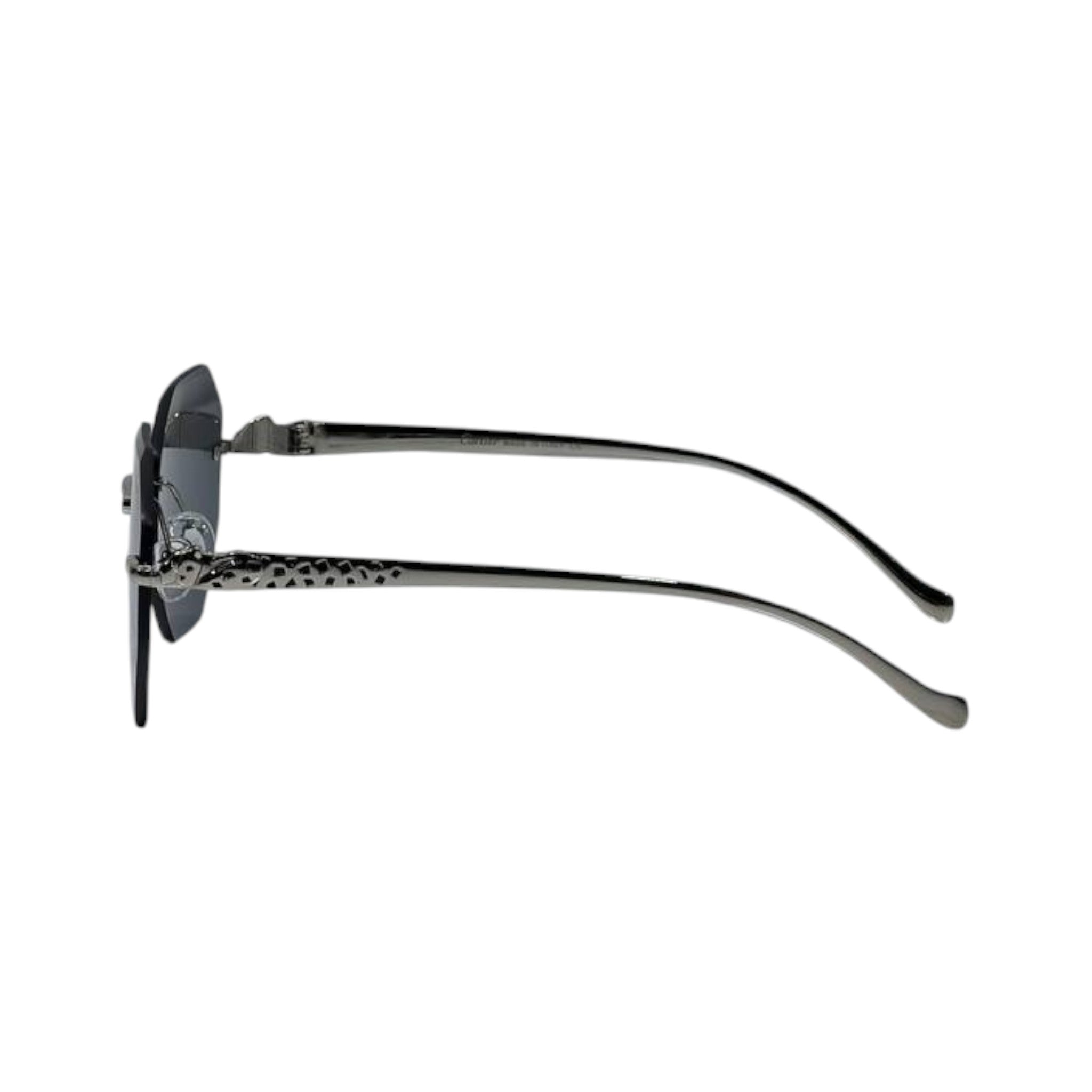 🕶️ Cartier Rimless Geometric Luxury Sunglasses – Silver & Blue Edition