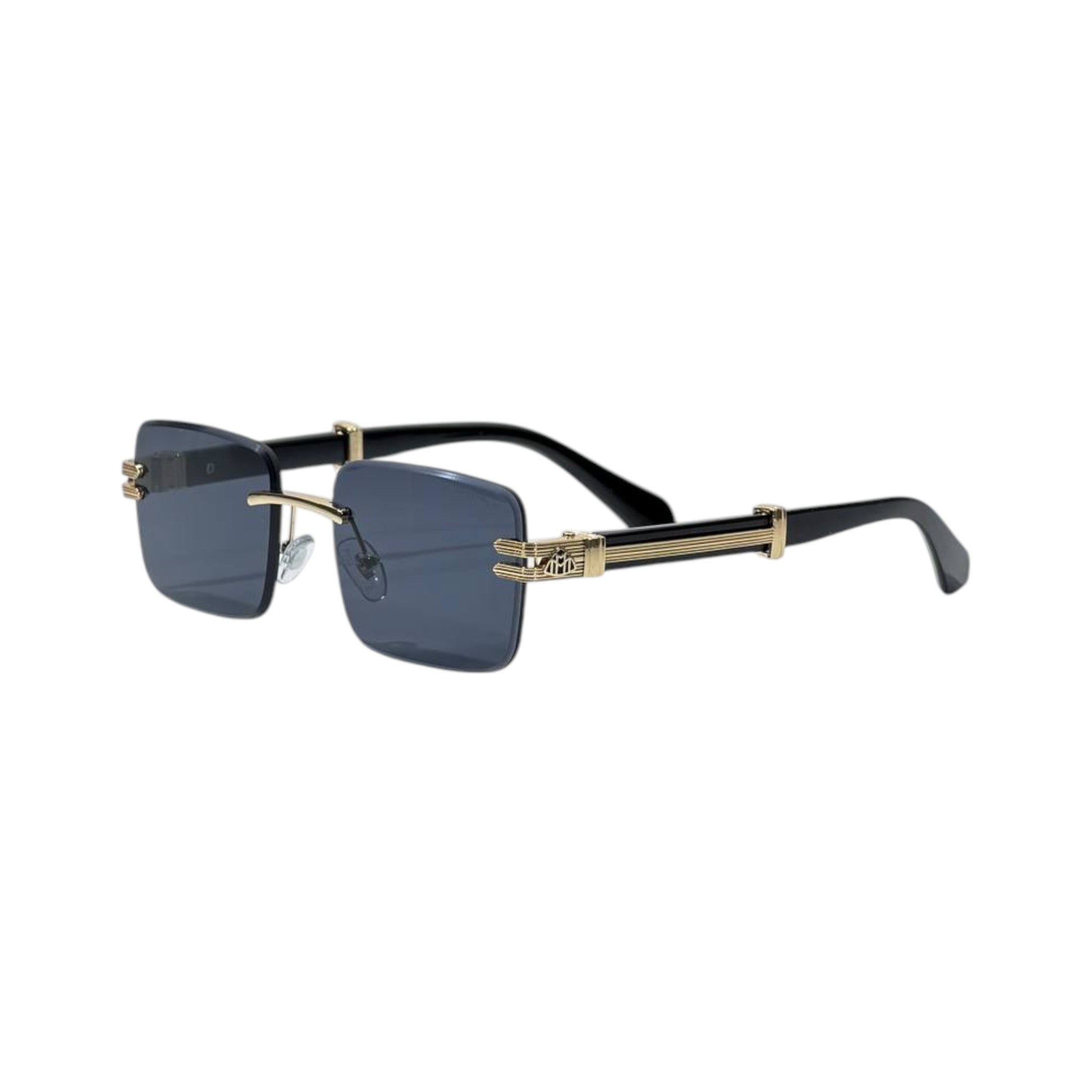 🕶️ Maybach Luxury Rimless Square Sunglasses – Black & Gold Prestige Edition ✨
