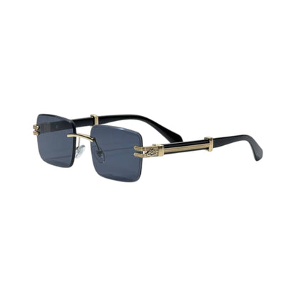 🕶️ Maybach Luxury Rimless Square Sunglasses – Black & Gold Prestige Edition ✨
