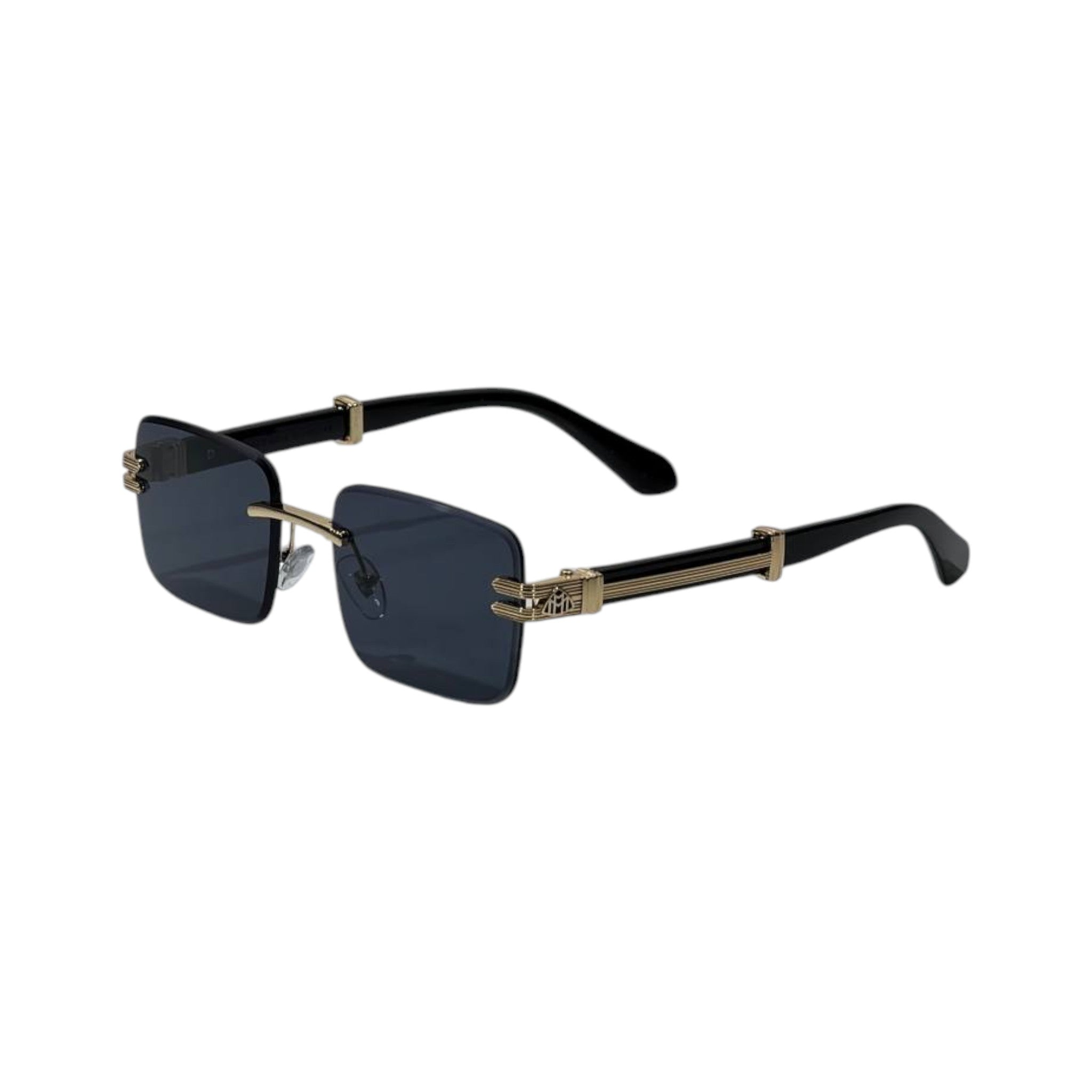 🕶️ Maybach Luxury Rimless Square Sunglasses – Black & Gold Prestige Edition ✨